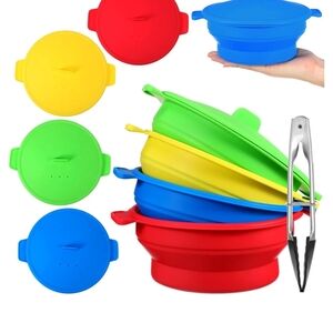 Colorful Silicone Collapsible Bowls with Lids